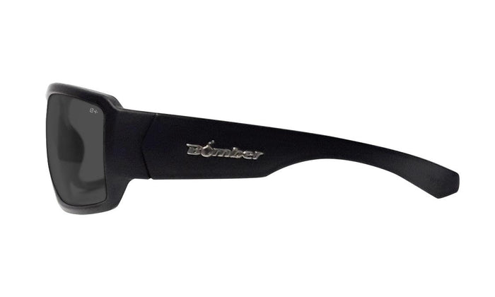 Bomber Boogie Z87+ anti-fog safety glasses with the included head strap attached
