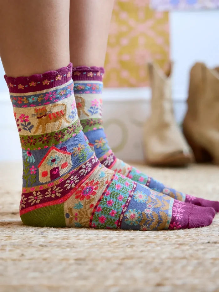 Boxed Boho Sock Set, Set of 3 - Cream Cat-view 3