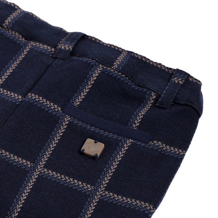 Boys Blue Checked Trousers