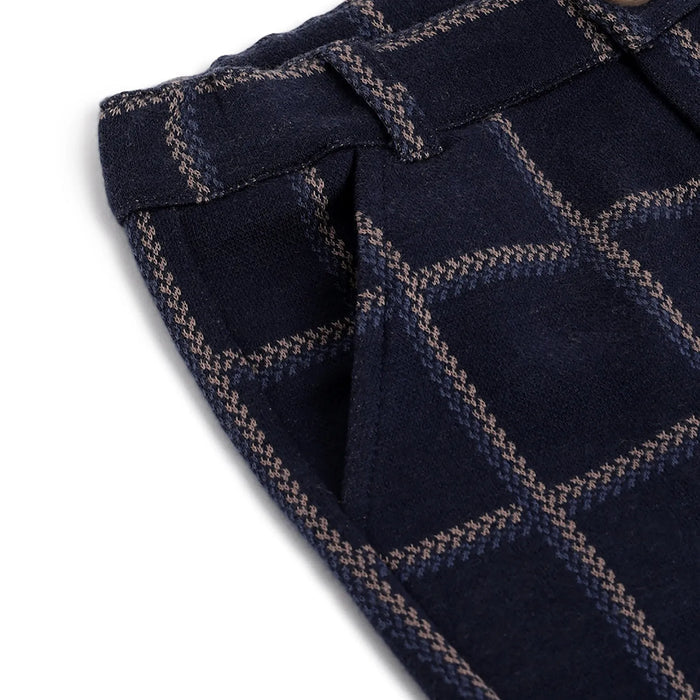Boys Blue Checked Trousers