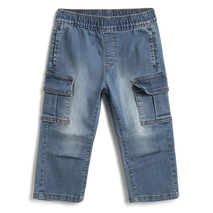 Boys Medium Blue Solid Trousers