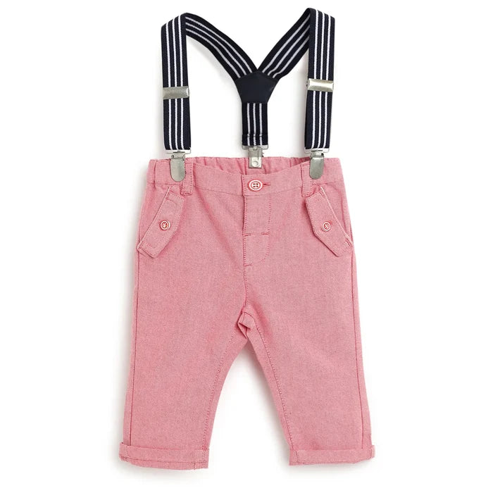 Boys Medium Red Trousers with Suspenders