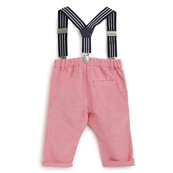 Boys Medium Red Trousers with Suspenders