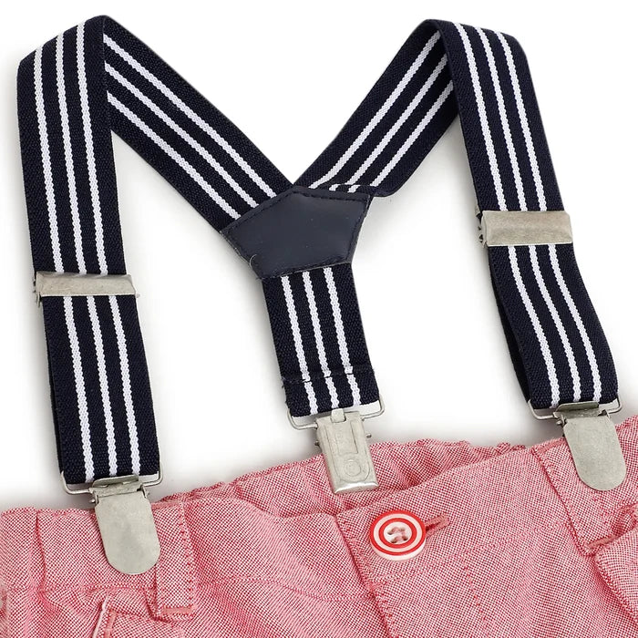 Boys Medium Red Trousers with Suspenders