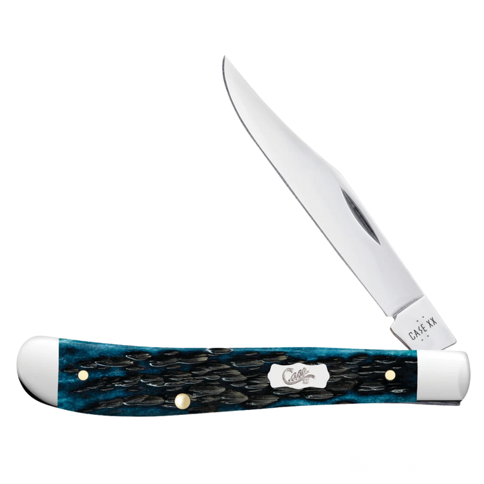 Case Knives | Pocket Worn® Peach Seed Jigged Mediterranean Blue Bone Slimline Trapper | 51865