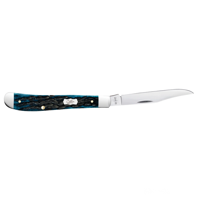 Case Knives | Pocket Worn® Peach Seed Jigged Mediterranean Blue Bone Slimline Trapper | 51865