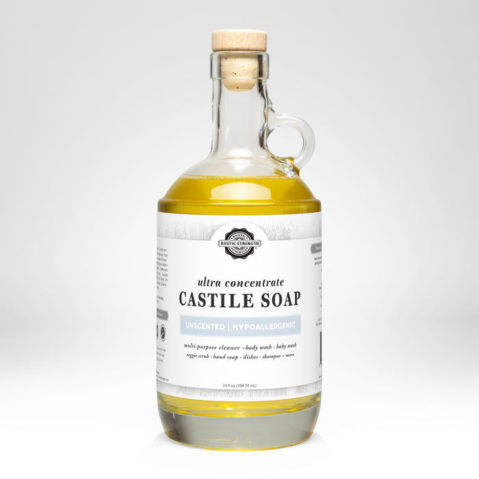 Rustic Strength - Castile Soap Ultra Concentrate | 24oz Glass | Unscented