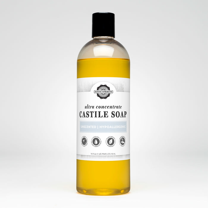 Rustic Strength | Castile Soap - Ultra Concentrate | 16oz Plastic | Unscented