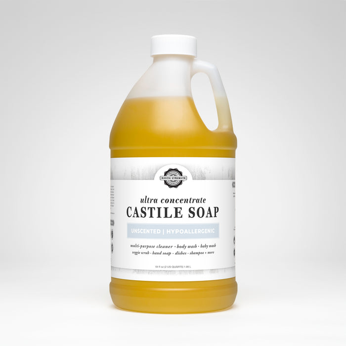 Rustic Strength | Castile Soap - Ultra Concentrate | 64oz Plastic | Unscented