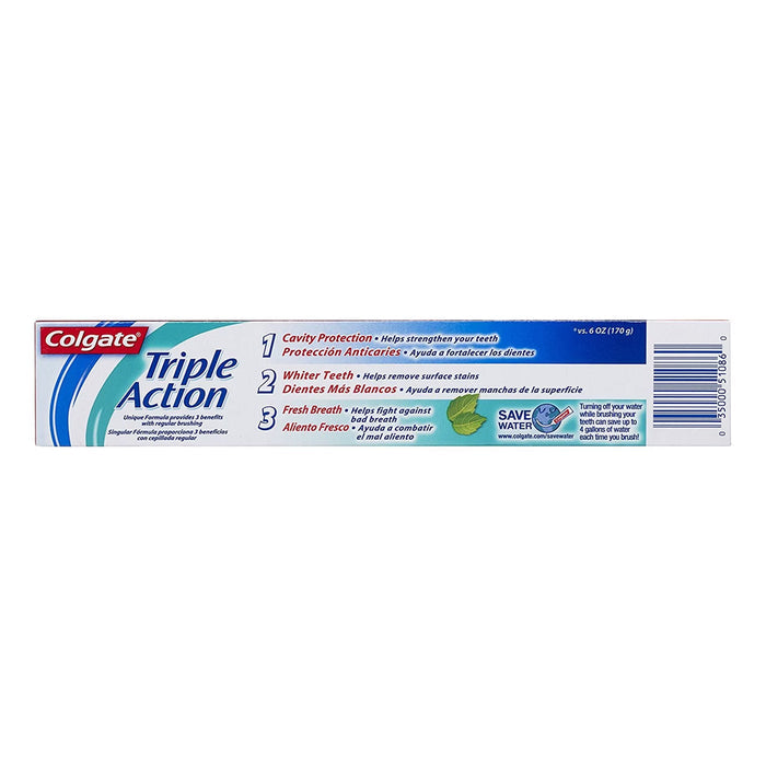 Colgate Triple Action Fluoride Toothpaste Mint Flavor - 8 oz - 24 Pack