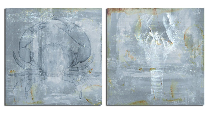 Crab & Lobster' 2 Piece Wrapped Canvas Wall Art Set