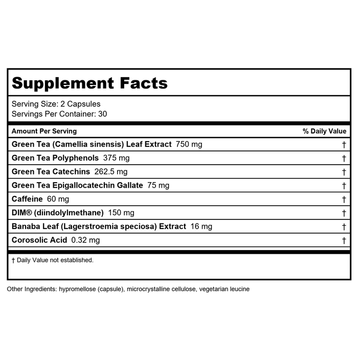 Davinci Dim Plex 60caps - Supplement Facts panel