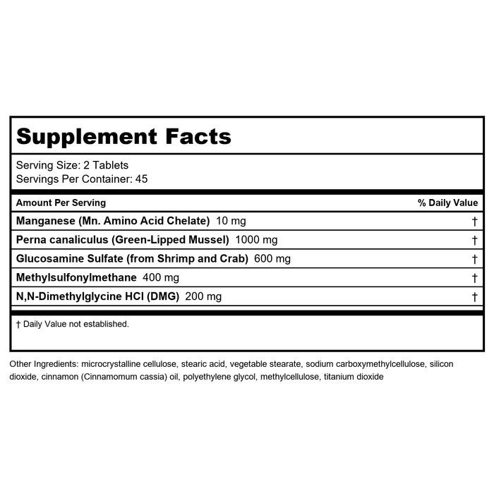 Davinci Perna Plus 90 Tablets - Supplement Facts panel