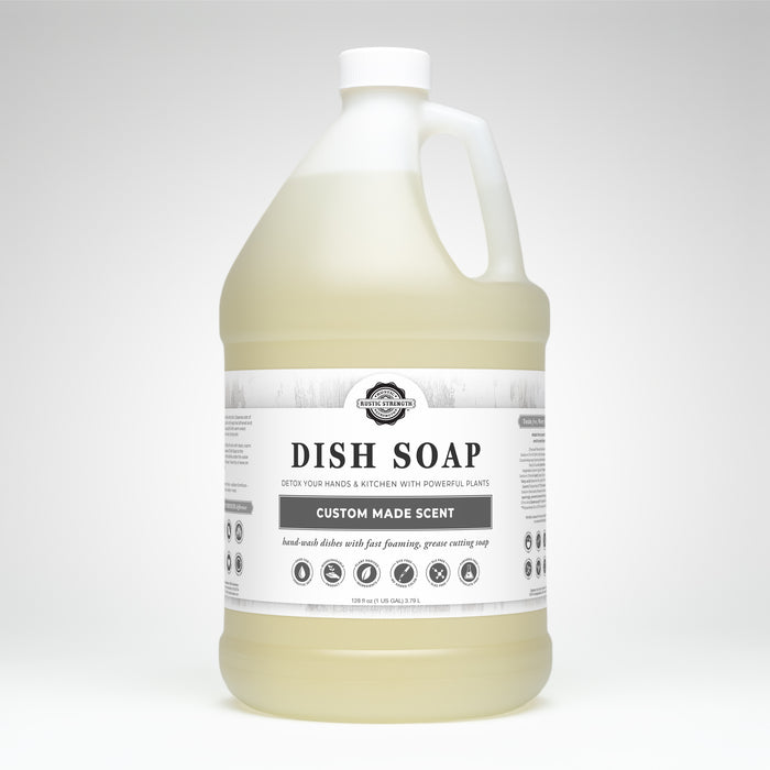 Rustic Strength, Dish Soap ,128 oz Plastic,Custom Made Scent