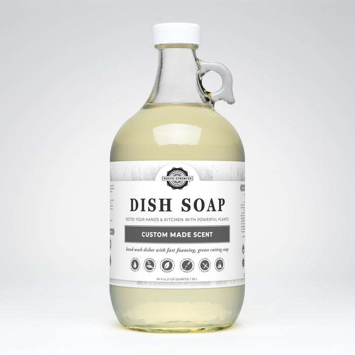 Rustic Strength,Dish Soap, 64 oz Glass,Custom Made Scent