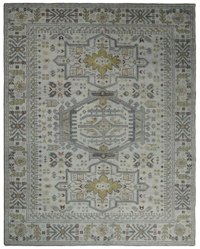 Antique Hand Knotted 8x10 Gray and Silver Traditional Medallion Area Rug | TRD2388 - The Rug Decor