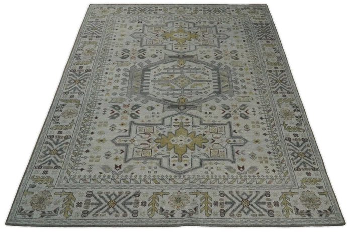 Antique Hand Knotted 8x10 Gray and Silver Traditional Medallion Area Rug | TRD2388 - The Rug Decor