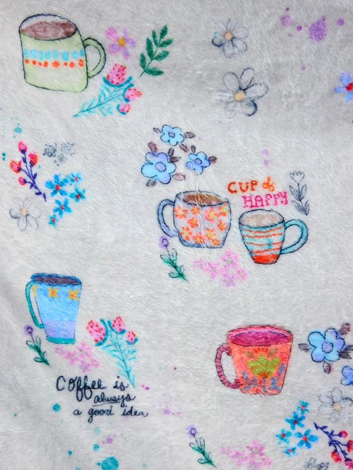 Double-Sided Cozy Throw Blanket - Border Folk Garden Coffee Cups-view 4