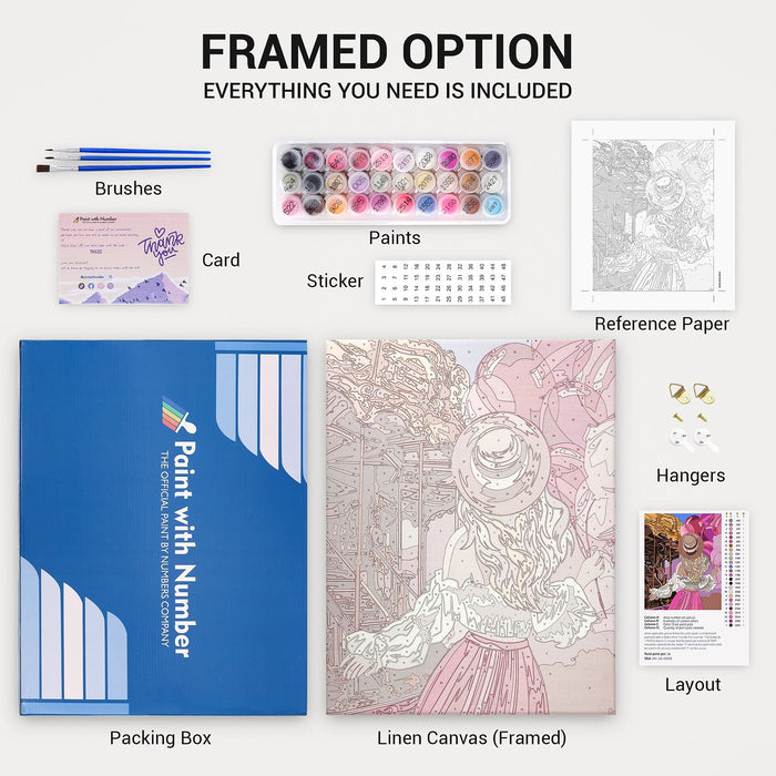 Flowers and Shells Paint By Numbers Kit Framed Canvas