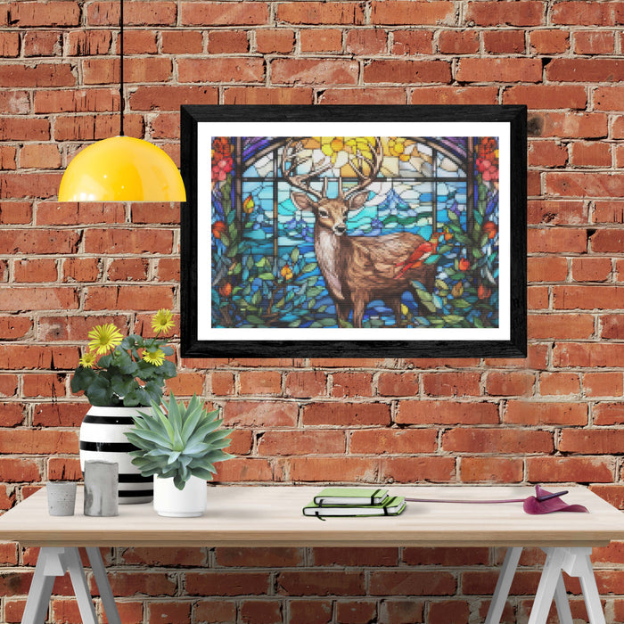 Frosty Wildlife Stained Glass - Ships From US