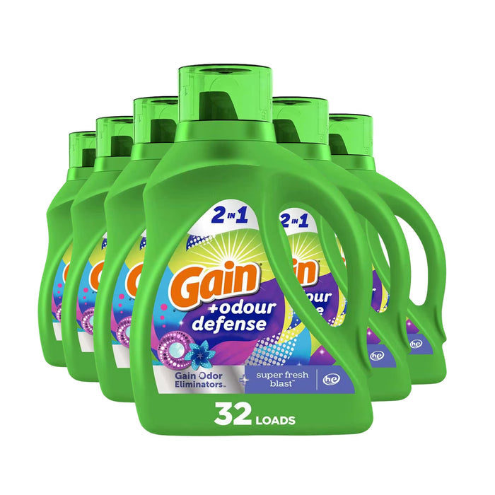 Gain Odor Defense Super Fresh Blast Liquid Laundry Detergent - 46 oz - 6 Pack