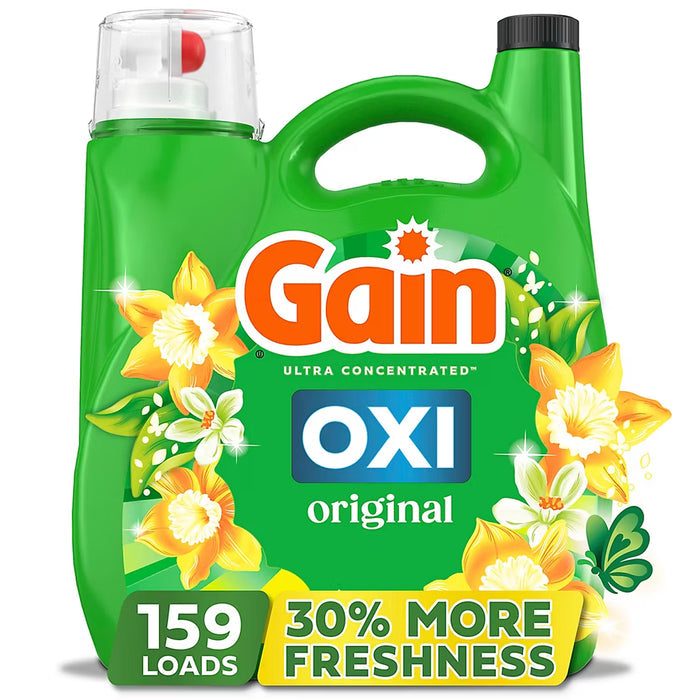 Gain + Oxi Liquid Laundry Detergent, Original Scent, 159 Loads, 170 fl oz