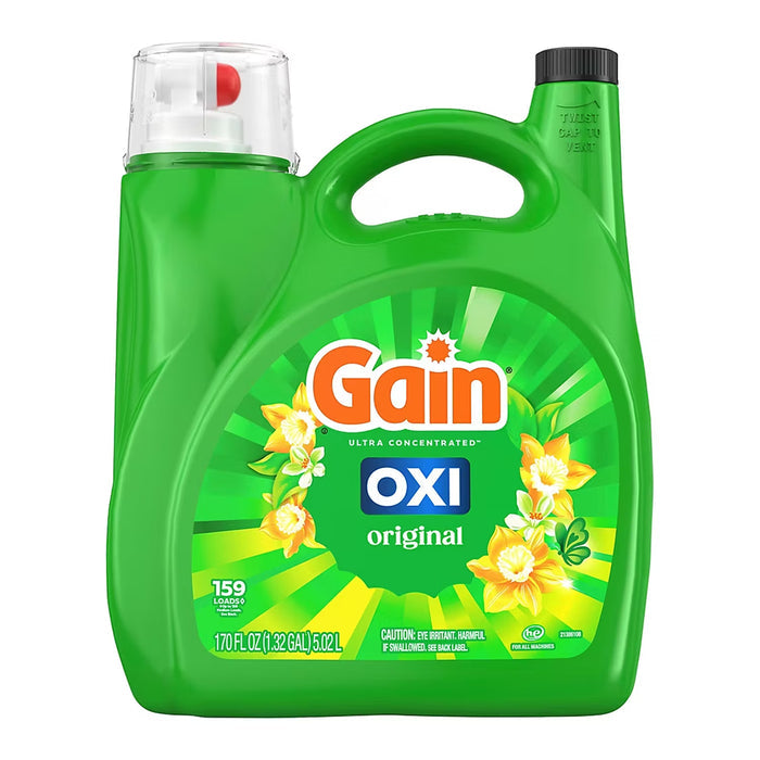 Gain + Oxi Liquid Laundry Detergent, Original Scent, 159 Loads, 170 fl oz