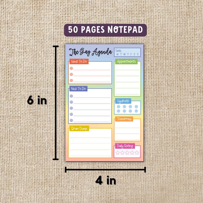 Gay Agenda Daily Planner Notepad - 4x6"