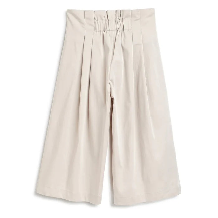 Girls Beige Pleated Trousers