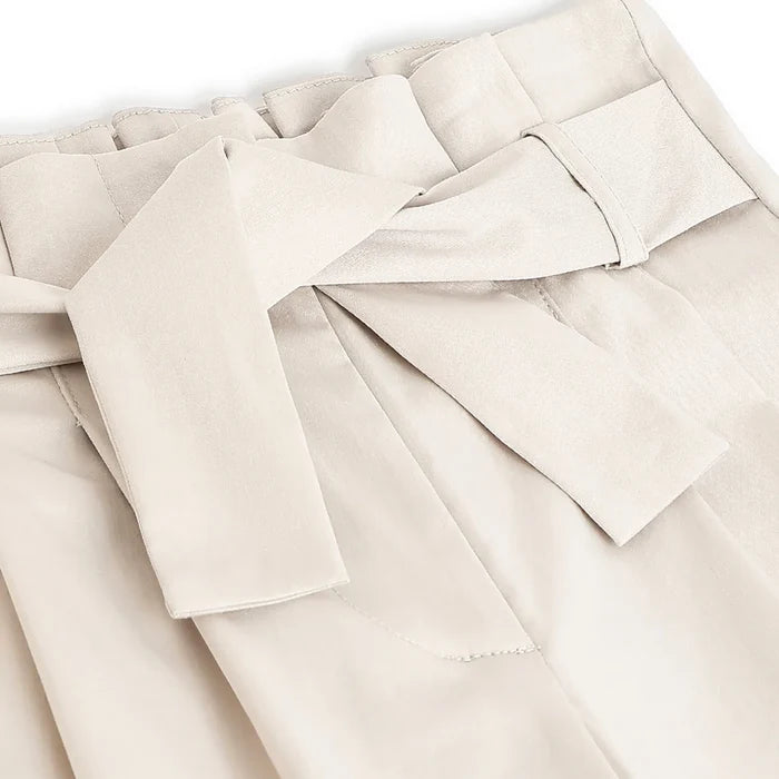 Girls Beige Pleated Trousers