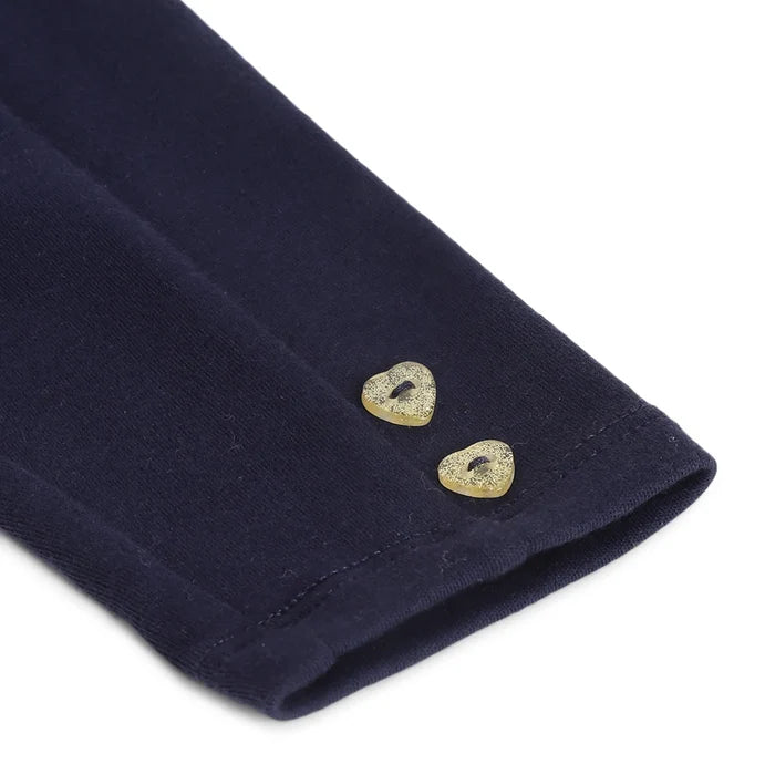 Girls Dark Blue Mid-Rise Relaxed Fit Trousers