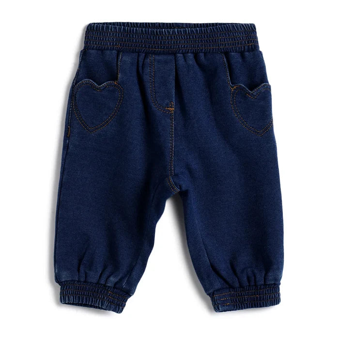 Girls Dark Blue Solid Joggers