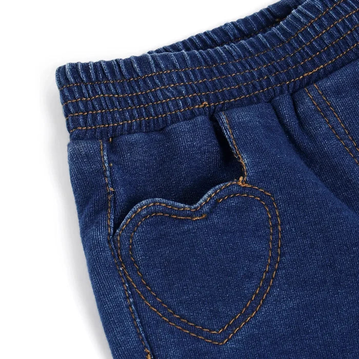 Girls Dark Blue Solid Joggers