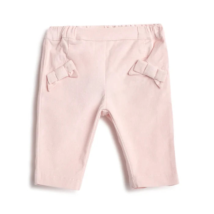 Girls Light Pink Self Design Trousers