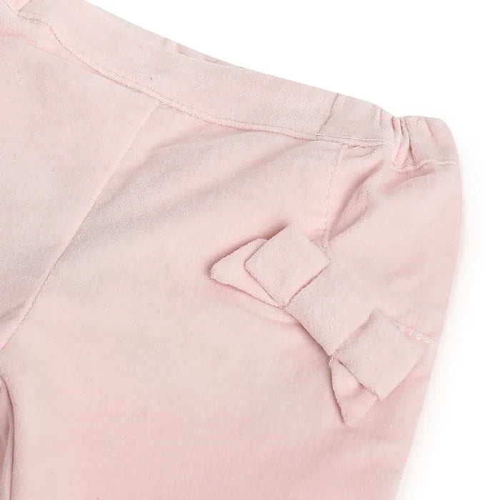 Girls Light Pink Self Design Trousers