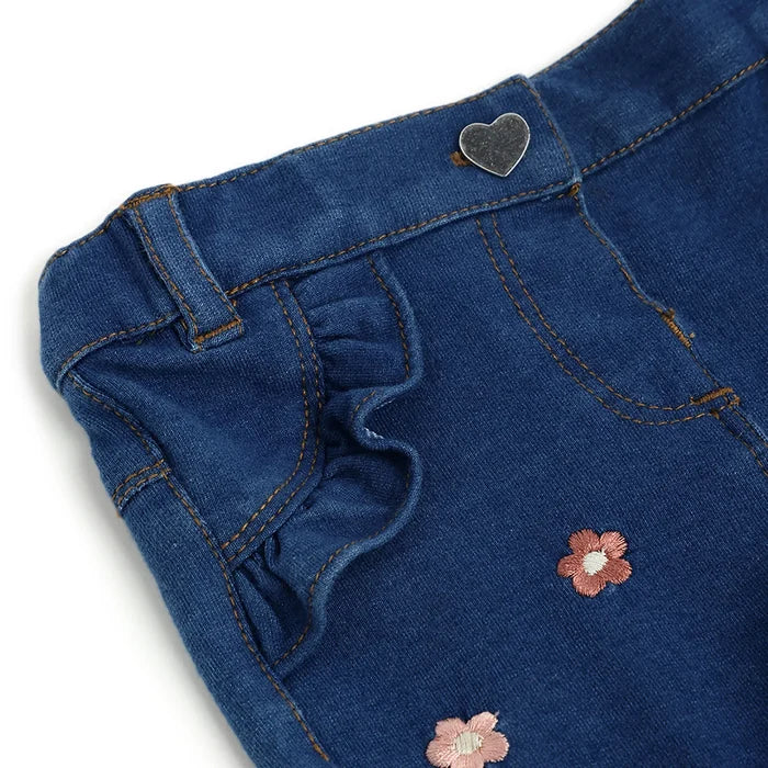 Girls Medium Blue Embroidered Jeans