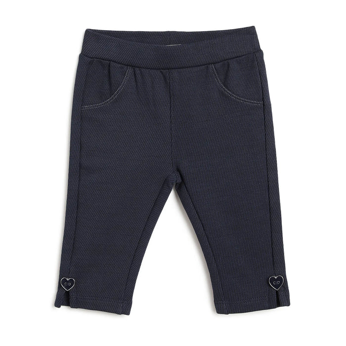 Girls Navy Blue Mid-Rise Relaxed Fit Trousers