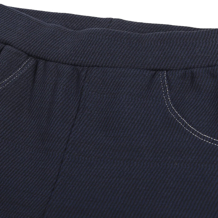 Girls Navy Blue Mid-Rise Relaxed Fit Trousers
