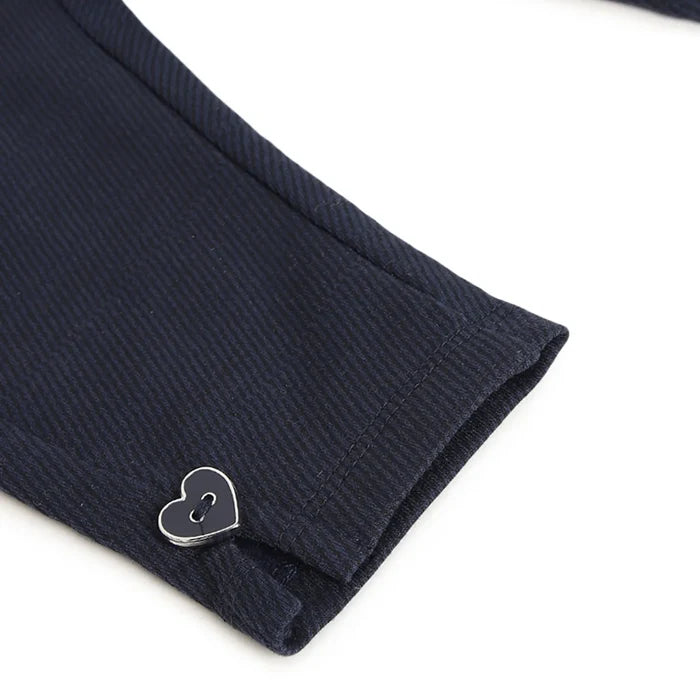 Girls Navy Blue Mid-Rise Relaxed Fit Trousers