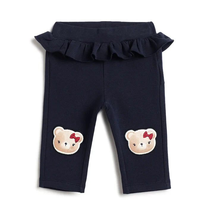 Girls Navy Self Design Trousers