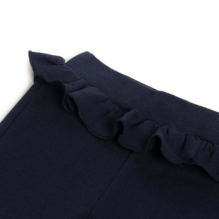 Girls Navy Self Design Trousers