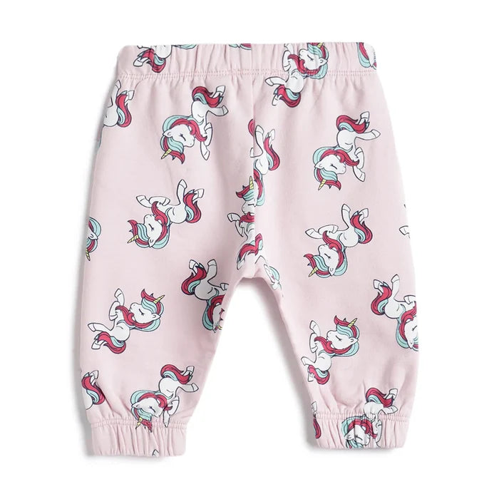 Girls Pink Animal Printed Joggers