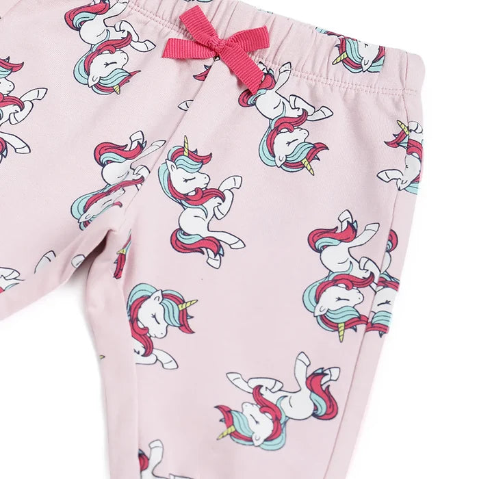 Girls Pink Animal Printed Joggers