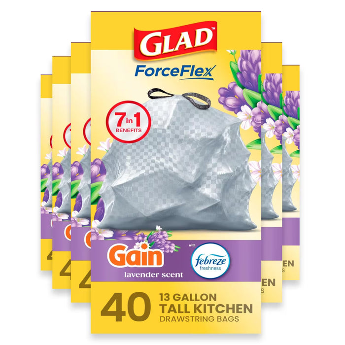 Glad OdorShield Mediterranean Lavender Trash Bags 13 Gallon - 40 Ct - 6 Pack