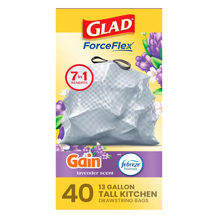 Glad OdorShield Mediterranean Lavender Trash Bags 13 Gallon - 40 Ct - 6 Pack