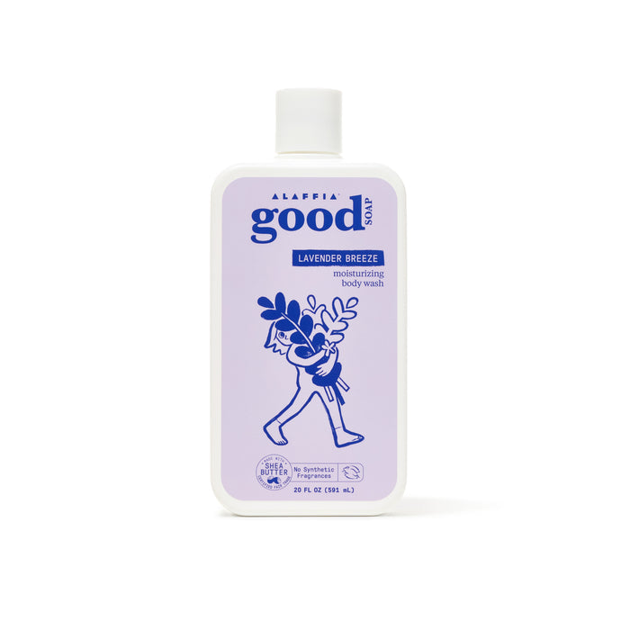 Alaffia Good Soap Body Wash, Lavender Breeze, front of bottle