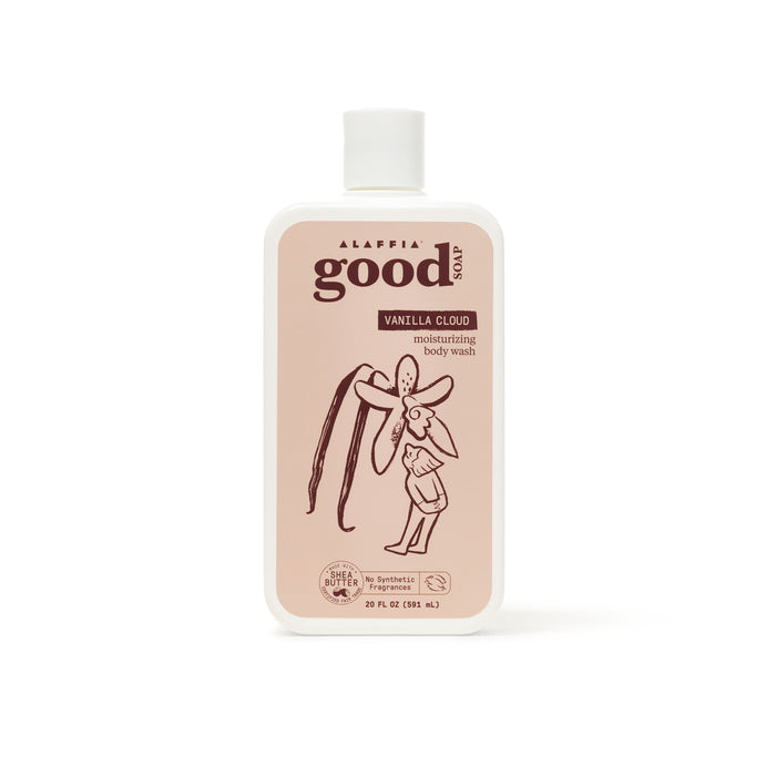 Alaffia Good Soap Body Wash, Vanilla Cloud, front of bottle