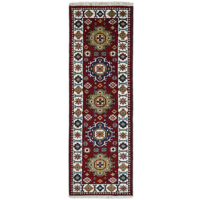 Hand Knotted Antique Kazak Runner Rust and Ivory Traditional Tribal Armenian Rug | KZA7 - The Rug Decor