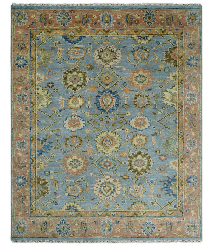 6x9, 8x10, 9x12, 10x14 and 12x15 Antique Traditional Persian Blue and Rust Area Rug | TRDCP131 - The Rug Decor