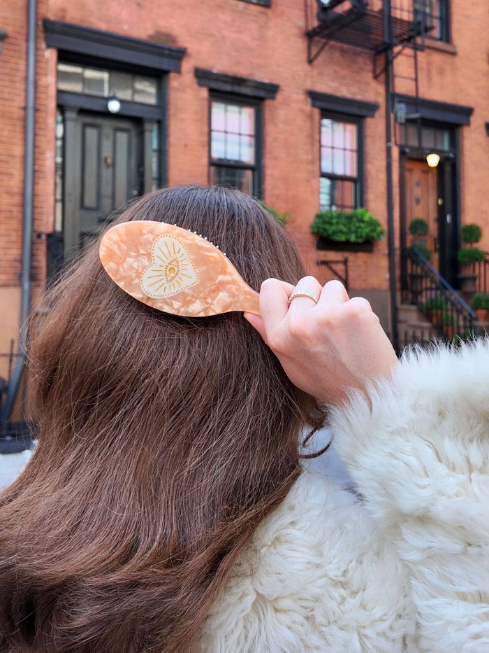 Hand-painted Celestial Heart Amazing Hair Day Brush | Eco-Friendly